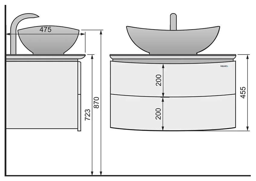 Высота подвесной тумбы с раковиной