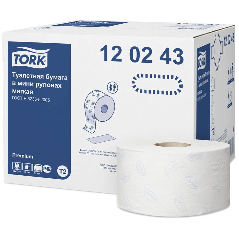 Tork туалетная бумага в мини рулонах мягкая 120243, в коробке 12 рулонов фото2