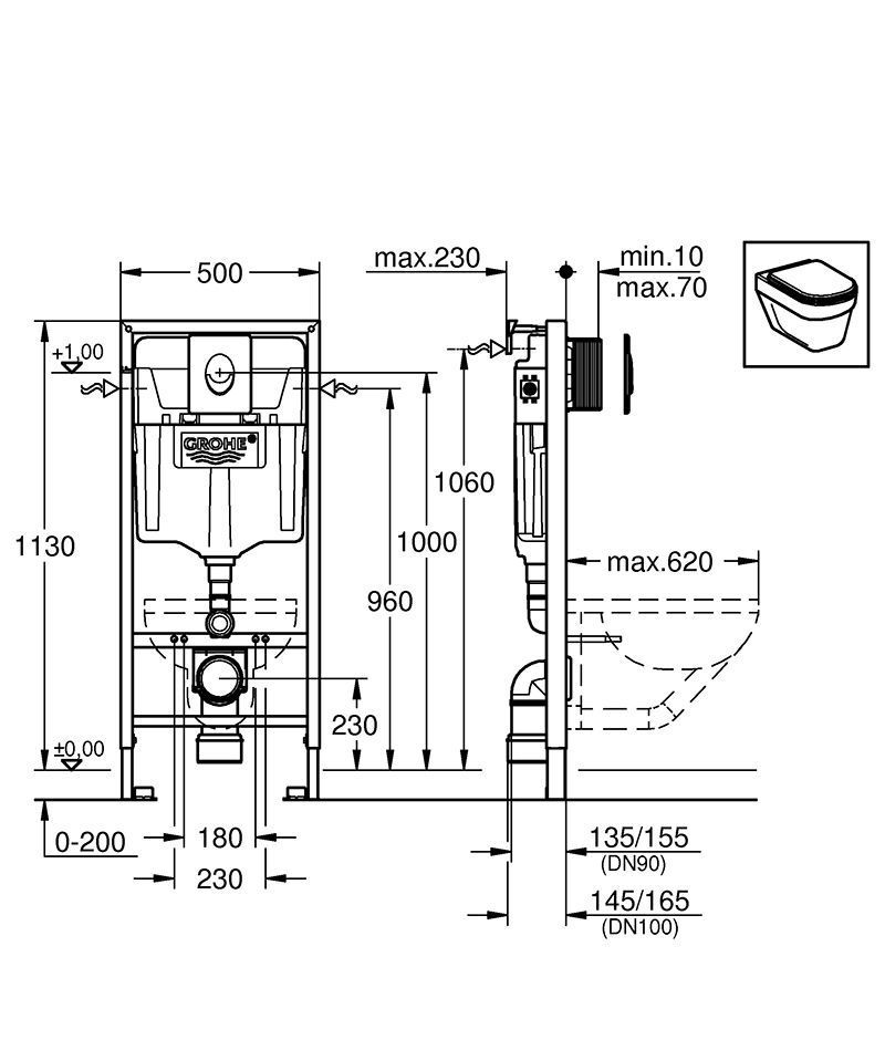 Инсталляция для унитаза grohe rapid sl с креплением и клавишей 38721001