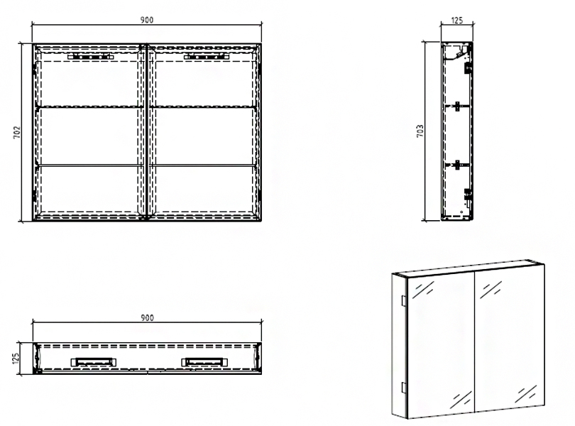 Зеркальный шкаф belbagno spc 3a dl bl 1200