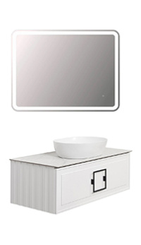 Комплект мебели со столешницей TONI ARTI  Cantu+Noche 100 белый матовый, черная ручка
