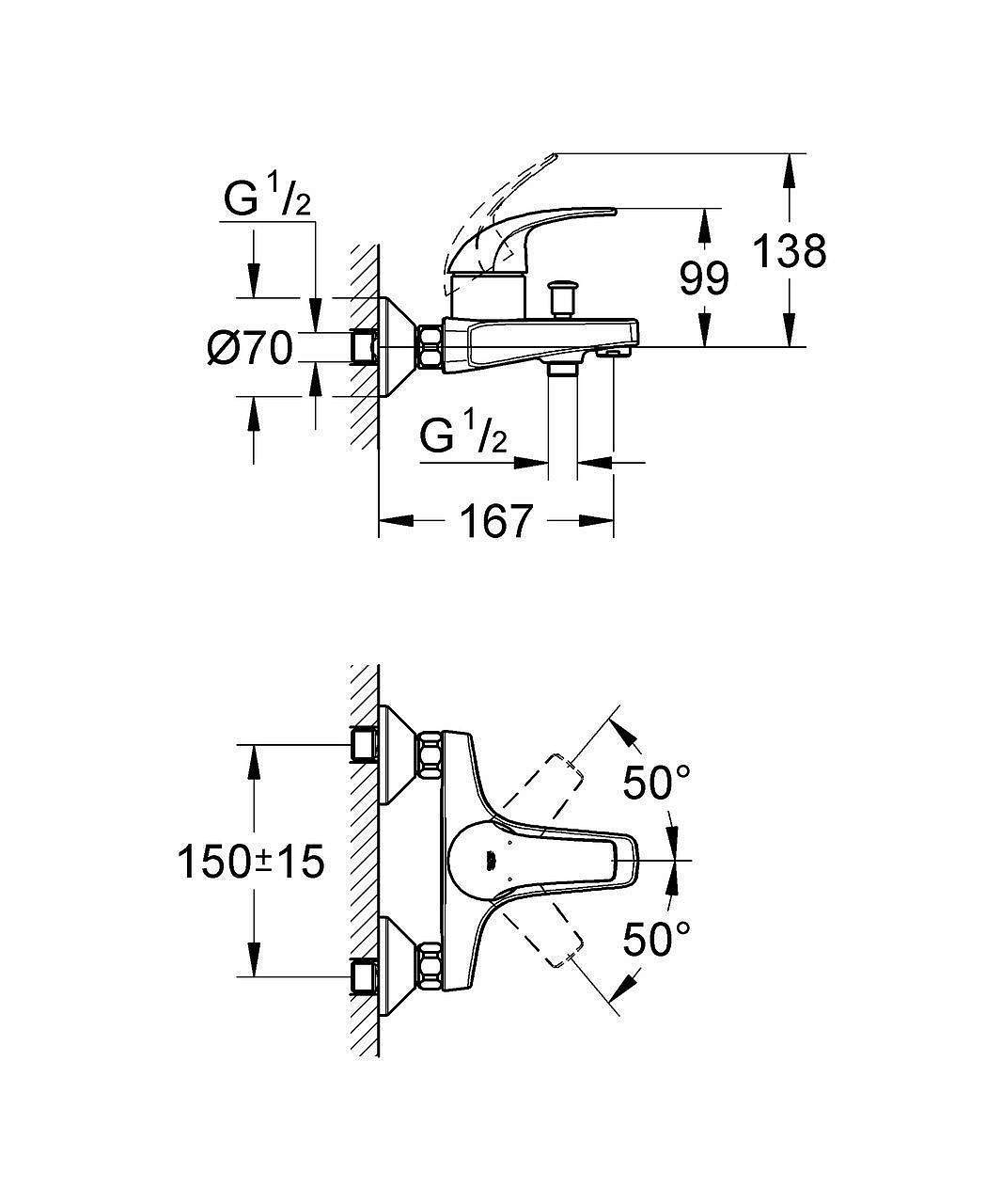 29044000 однорычажный смеситель grohe baucurve для встроенного монтажа