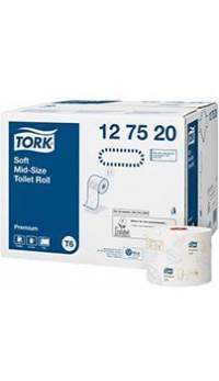 Tork туалетная бумага Mid-size в мини рулонах мягкая 127520, в коробке 27 рулонов