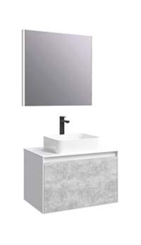 Комплект мебели AQWELLA 5 STARS Mobi 80 белый глянец/бетон светлый, с зеркалом, раковина Джой 46